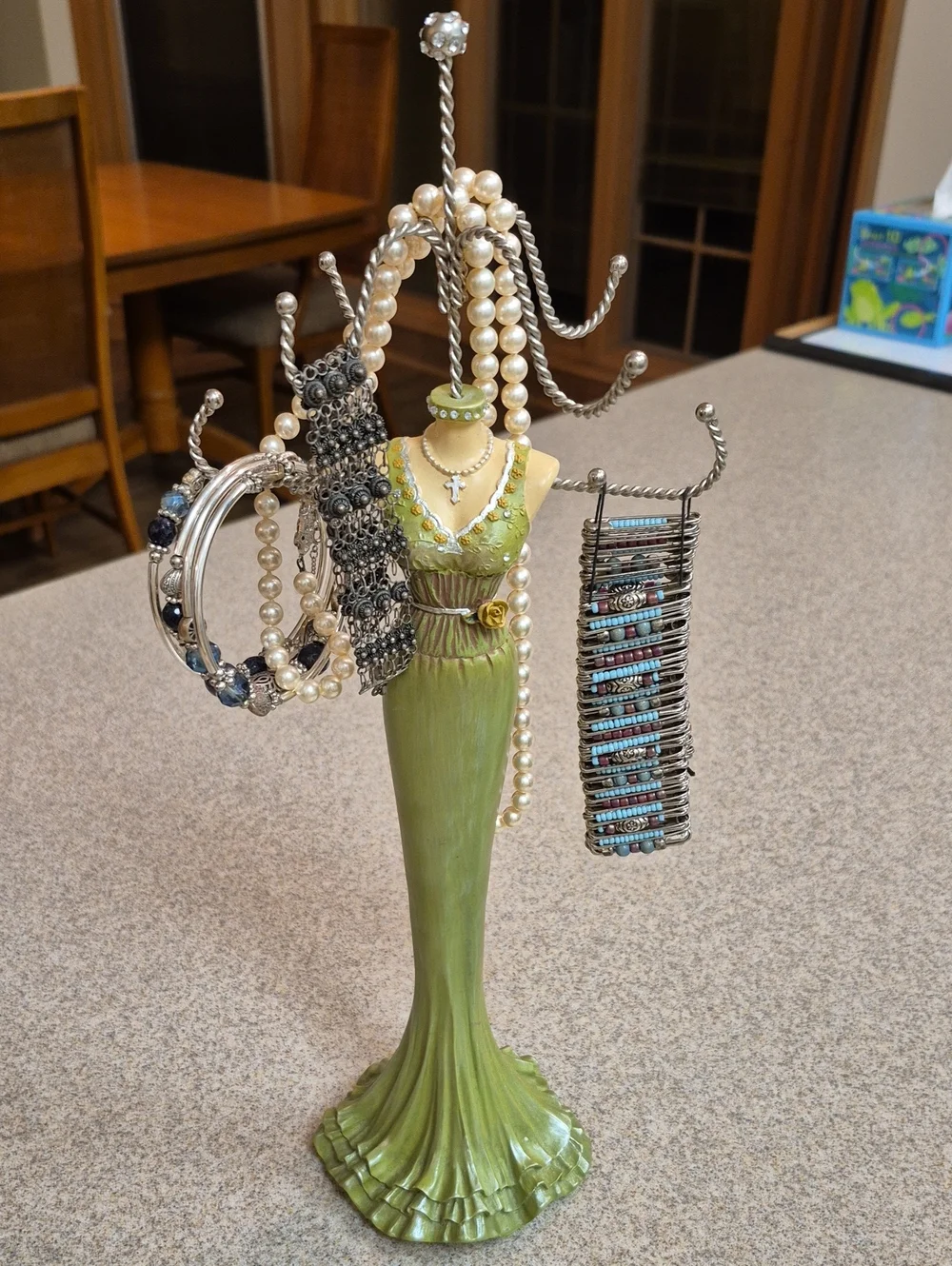 Elegant Green Dress Jewelry Stand Organizer